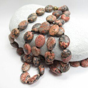 Leopardskin Jasper oval bead necklace